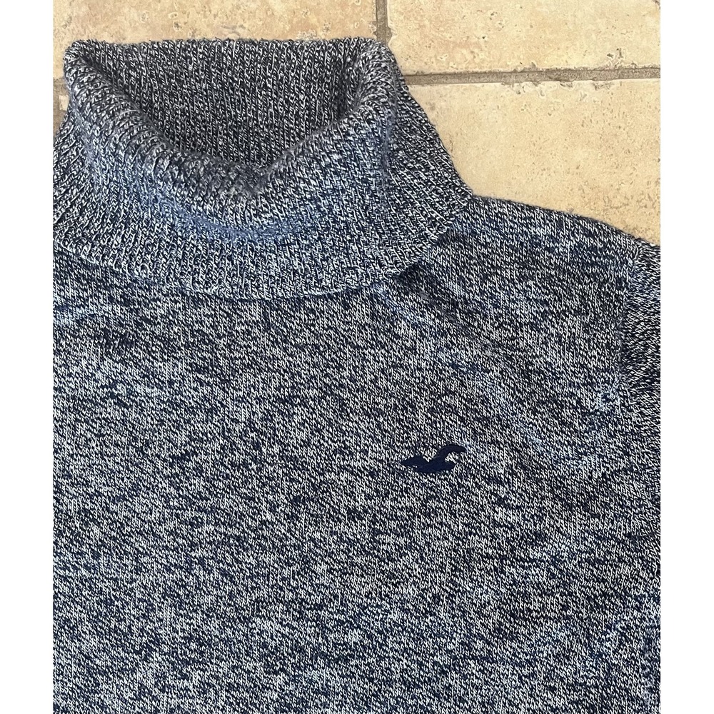 Hollister Sweater Mens Medium Gray Blue‎ Marled Knit Turtleneck Pullover Casual